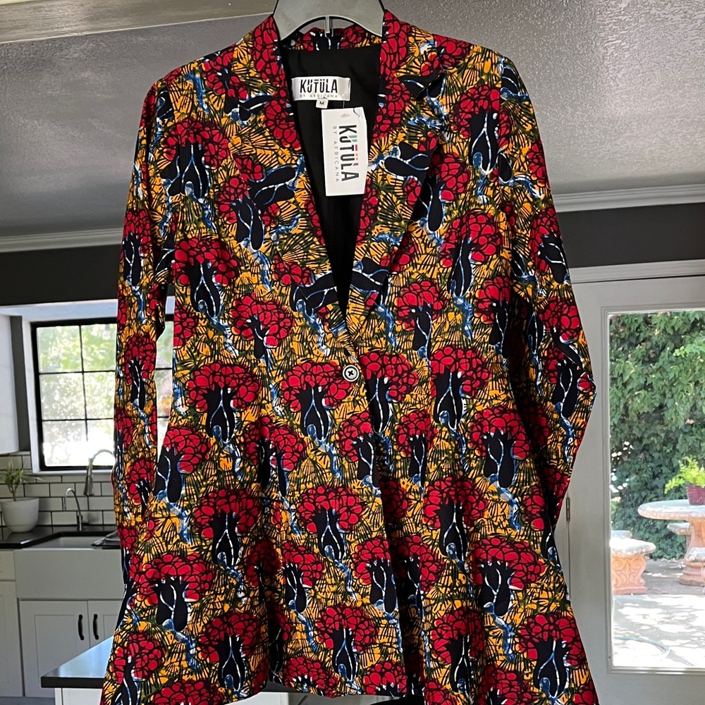 Kutula by Africana Floral Patterned Blazer in Red and Yellow